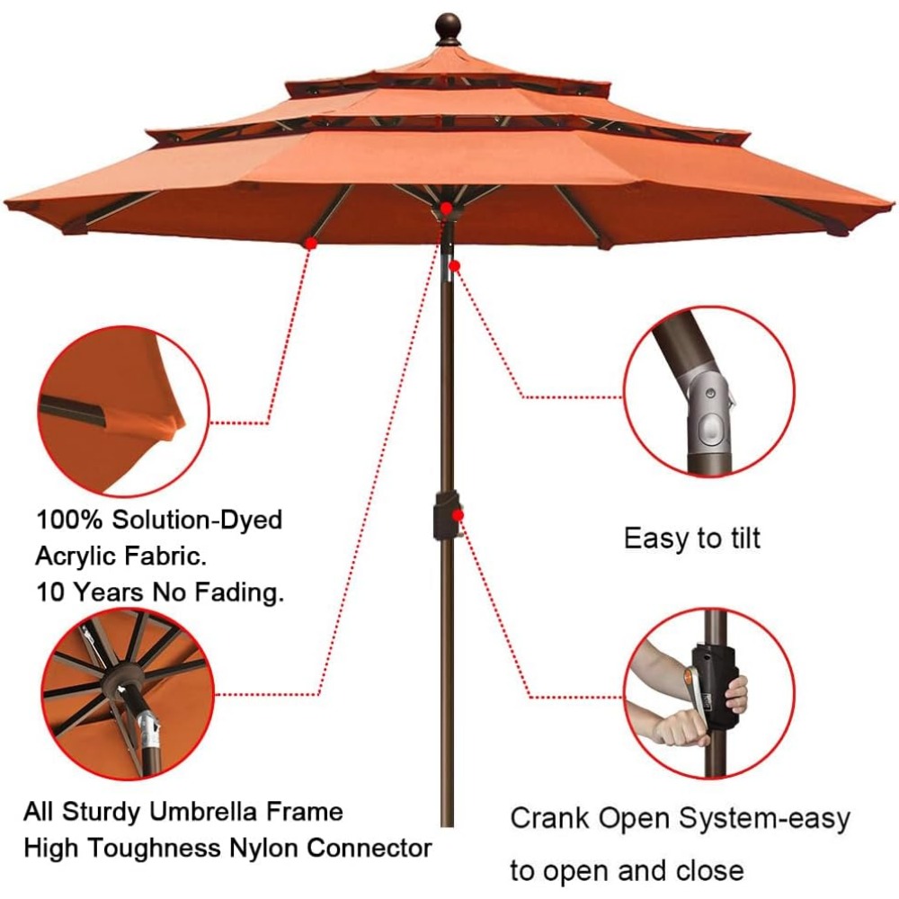 USA 9Ft 3 Tiers Market Umbrell - Outdoor Furniture Year Round のレビューと価格