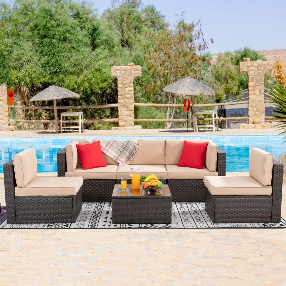 6-Seat PE Rattan Sectional Sof - Outdoor Furniture Europe のレビューと価格
