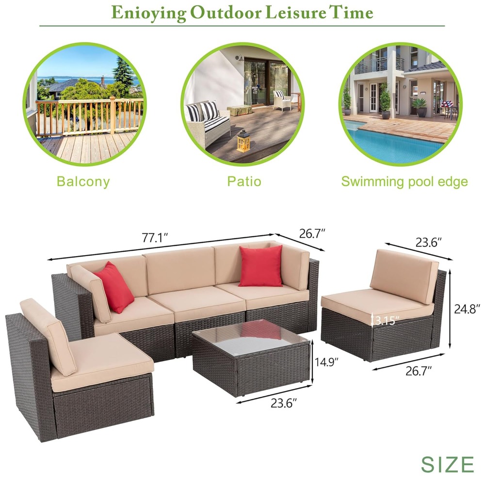 6-Seat PE Rattan Sectional Sof - Outdoor Furniture Europe のレビューと価格