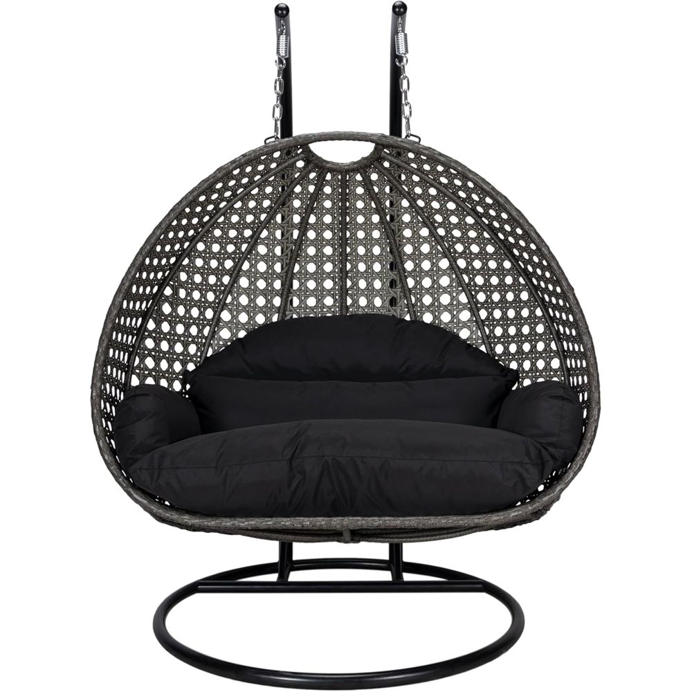 Black 2-Person Wicker Hanging  - Hanging Egg Chair のレビューと価格