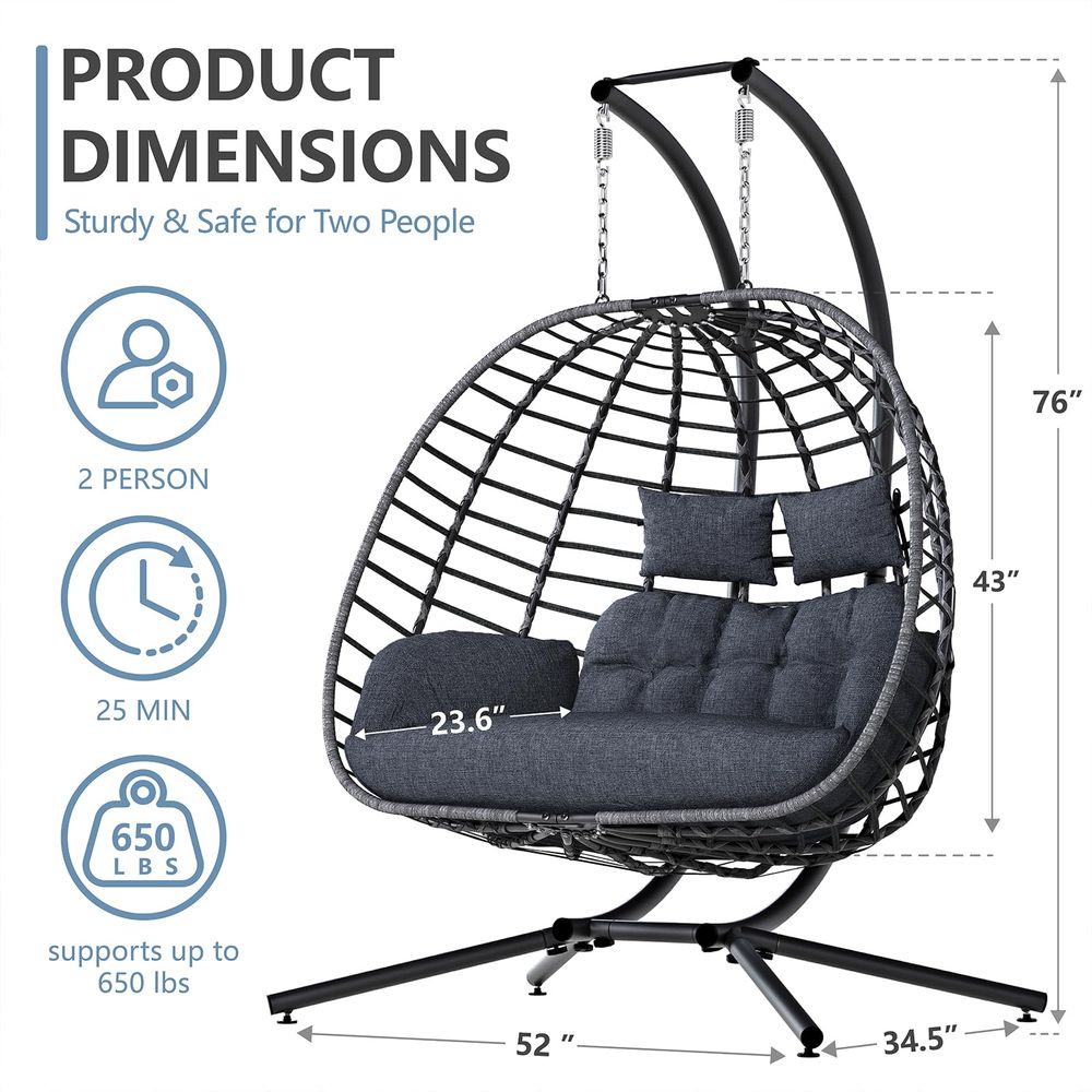 Double Egg Swing Chair with St - Hanging Egg Chair のレビューと価格