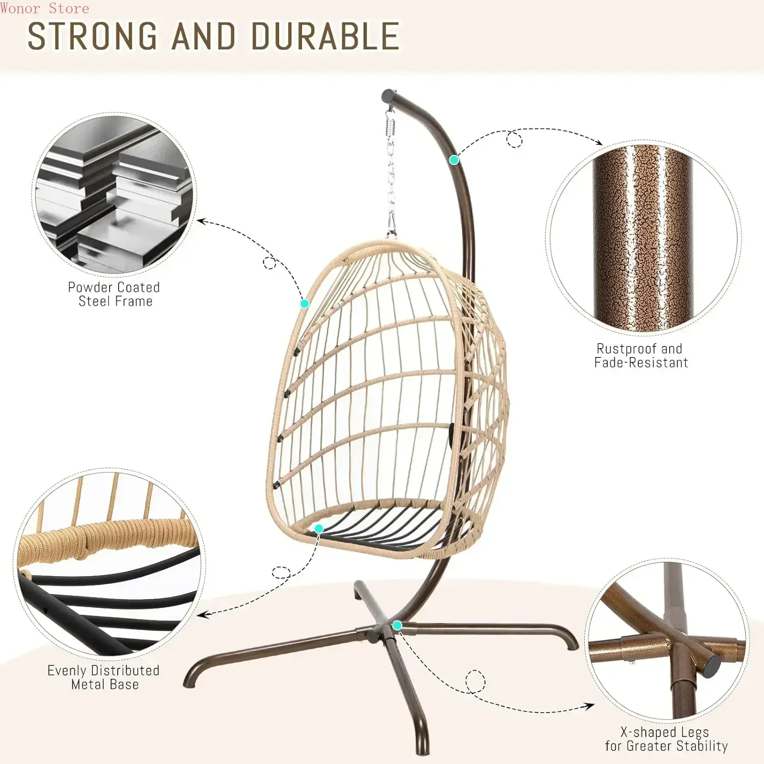 Outdoor Swing Egg Chair with S - Hanging Egg Chair のレビューと価格