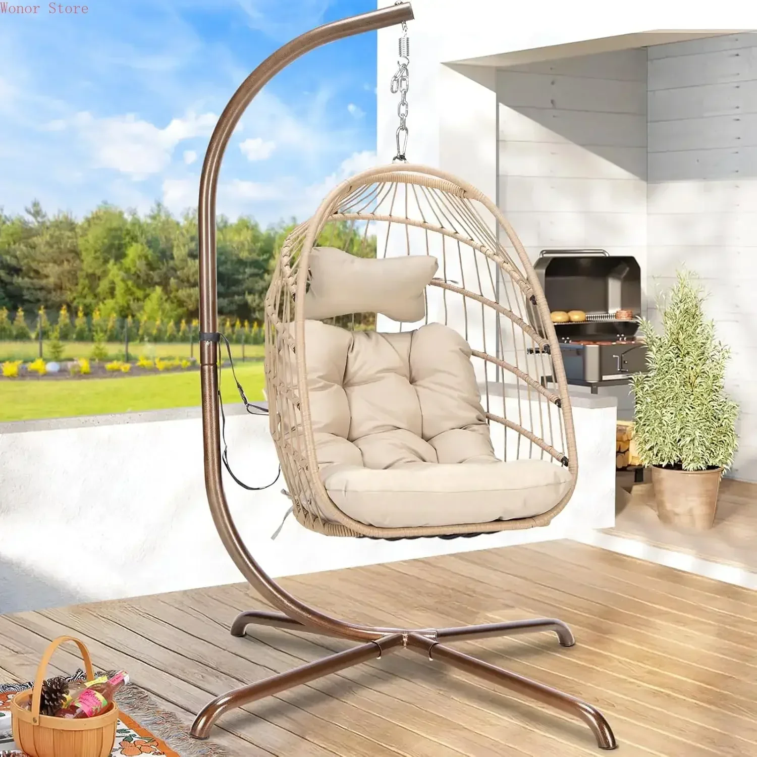 Outdoor Swing Egg Chair with S - Hanging Egg Chair のレビューと価格