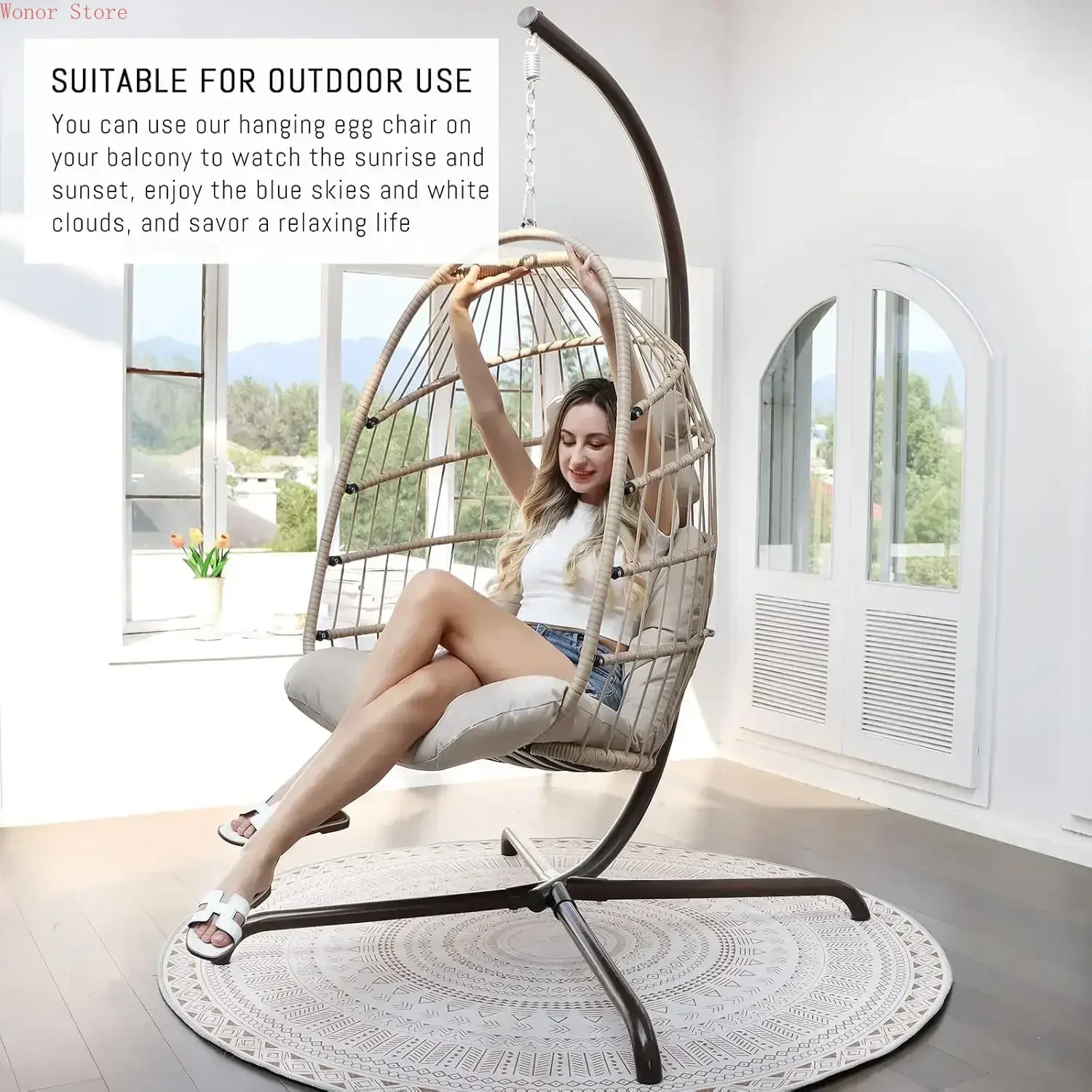 Outdoor Swing Egg Chair with S - Hanging Egg Chair のレビューと価格