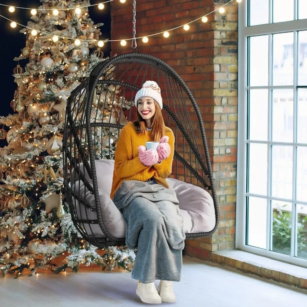 Wicker Swing Egg Chair with Cu - Hanging Egg Chair のレビューと価格