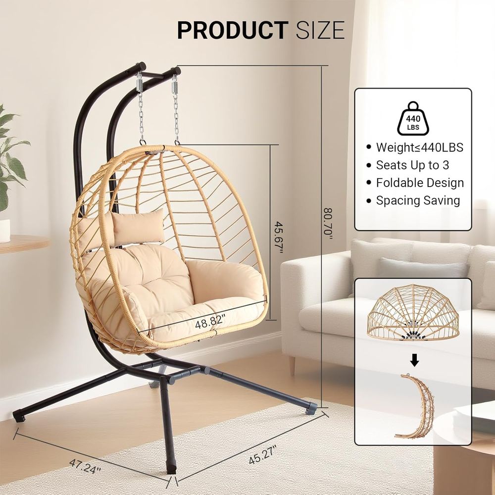 Patio Wicker Hanging Swing Egg - Hanging Egg Chair のレビューと価格