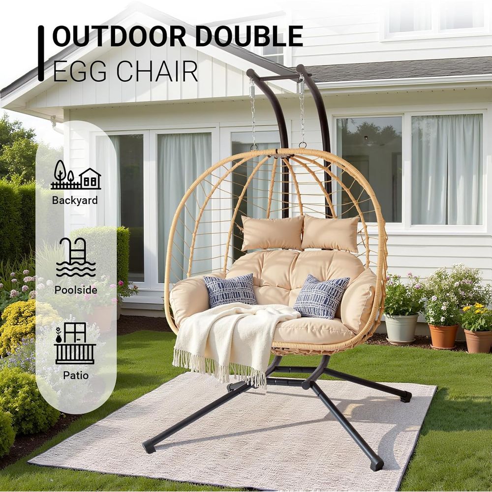 Patio Wicker Hanging Swing Egg - Hanging Egg Chair のレビューと価格