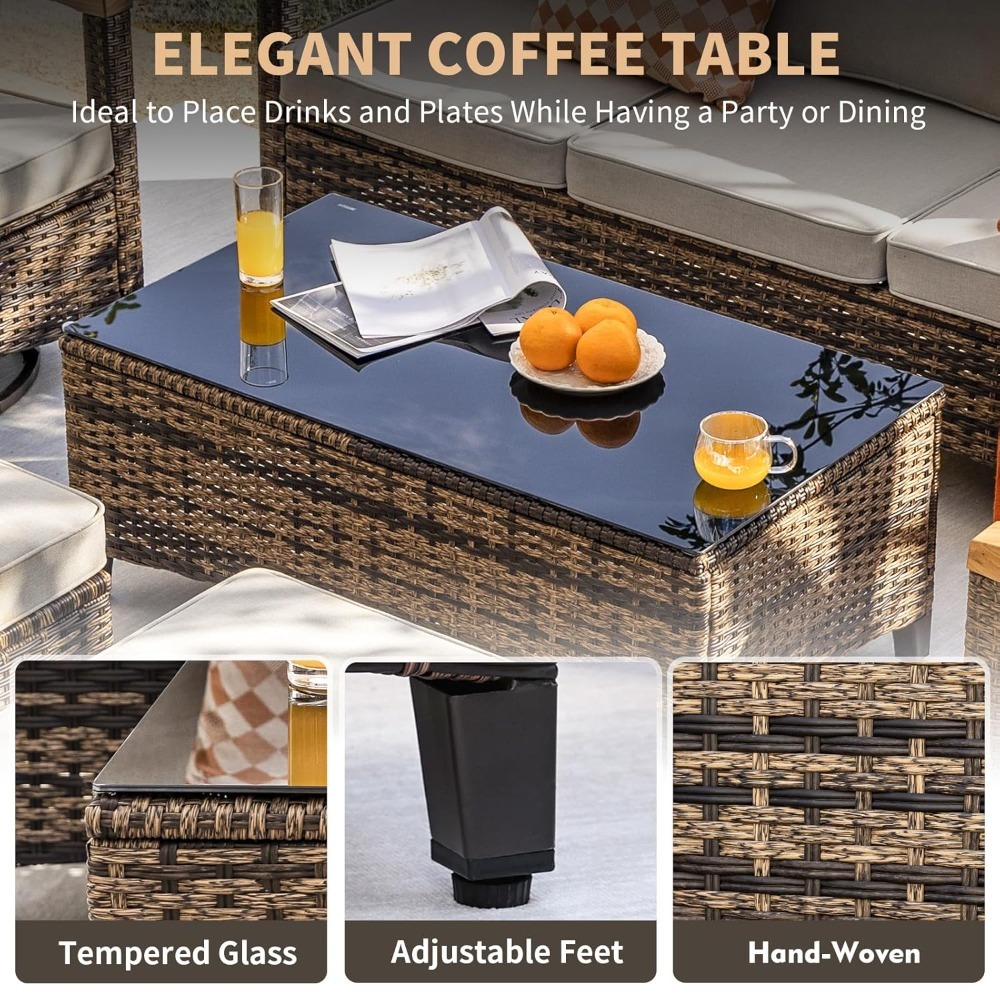 7pc PE Wicker Patio Set,Swivel - Outdoor Furniture Europe のレビューと価格