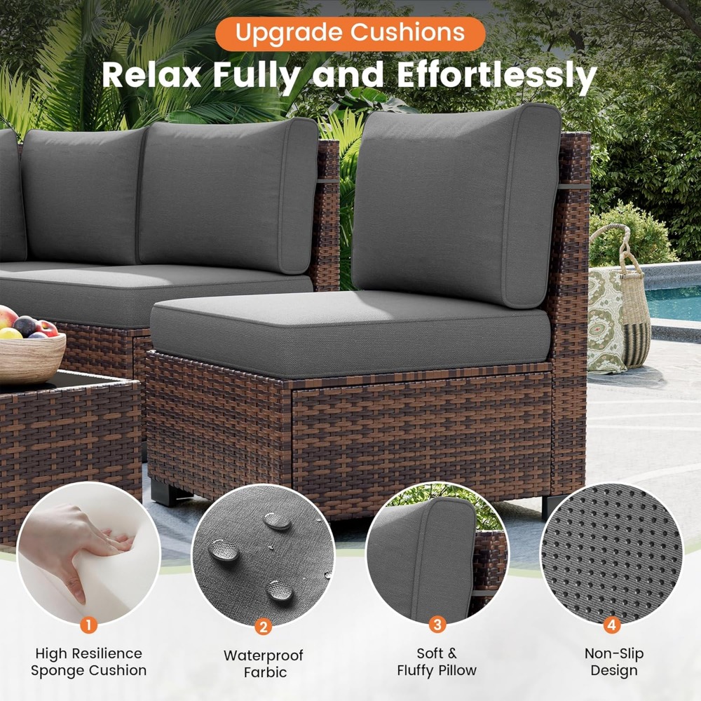 Sectional Sofa Set with Fire P - Outdoor Furniture Europe のレビューと価格